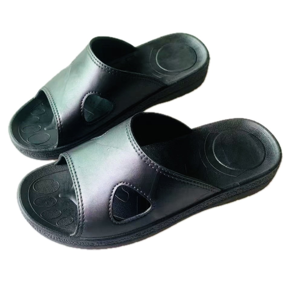 Black anti-static slippers PU ESD slippers Thick soled ESD sandals
