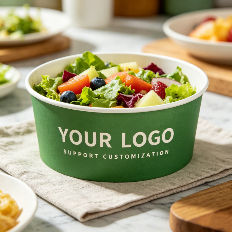Eco-Friendly Round Paper Bowl Disposable Food Salad Bowl for Restaurant Takeout Delivery