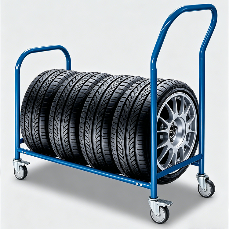 LC-604 Tire Mobile Trolley Car Wheel Storage Trolley With Ergonomic Handle for Auto Repair Shop