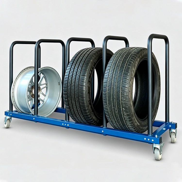LC-809 Mobile Tire Storage Rack Steel Tire Display Rack With Anti-Slip Rubber