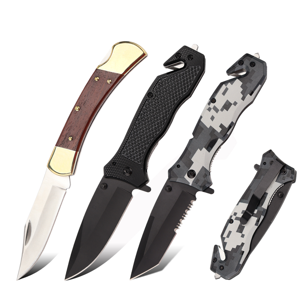 Hip-home Portable Folding Pocket Knife Multi-function Survival Tactical Knife Wood /Aluminium Handle