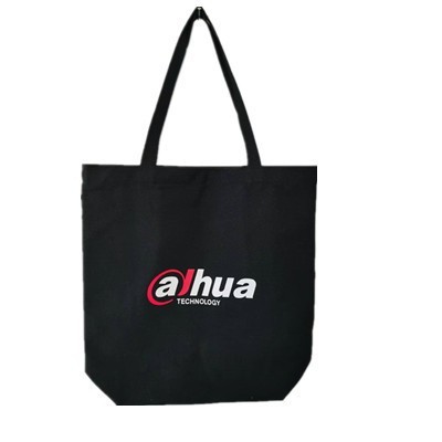16 oz Heavyweight Black Cotton Tote Shopping Bag with Silk-Screen Printing
