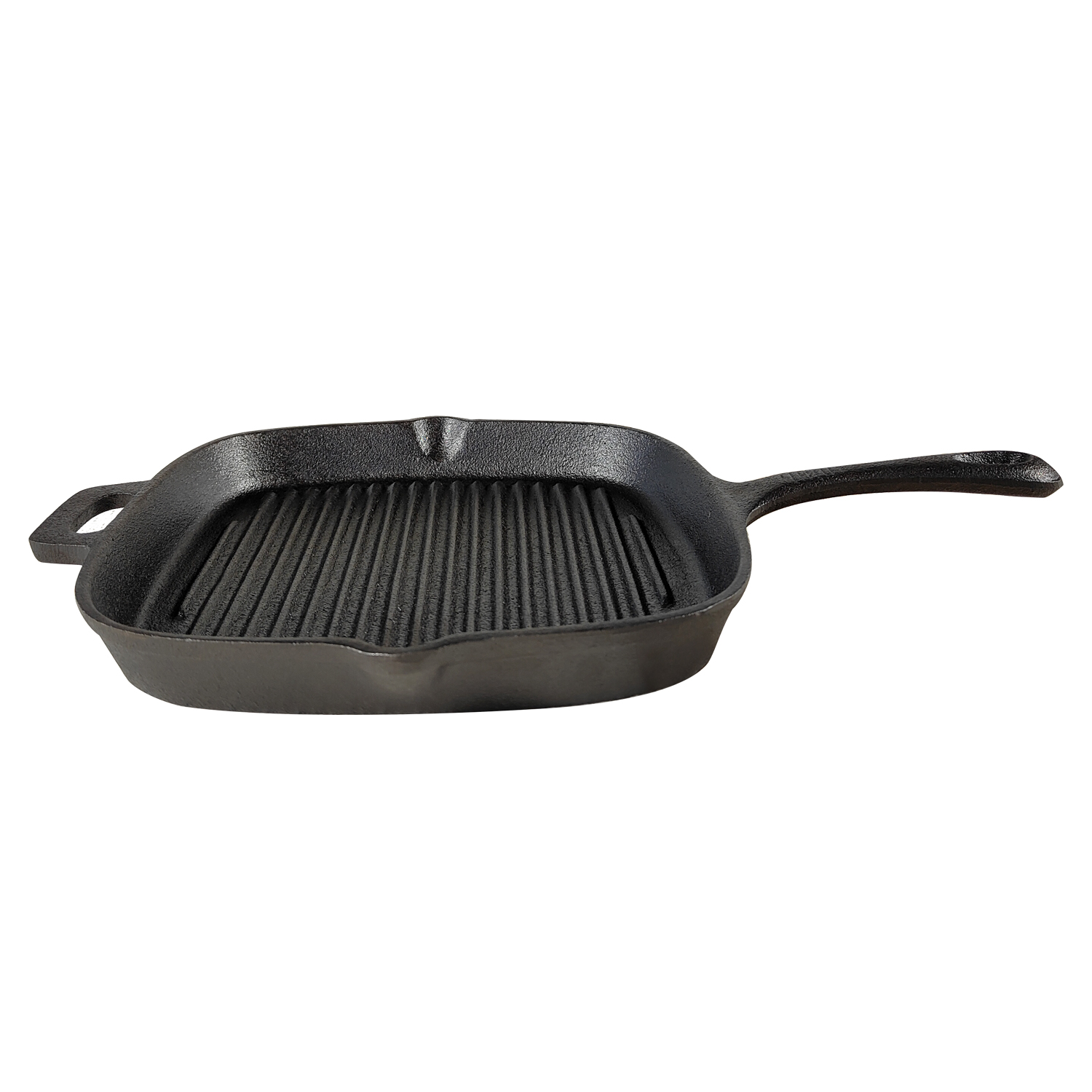 Food Grade LFGB Cast Iron Square Grill Pan, Non-Coating Skillet with Helper Handle