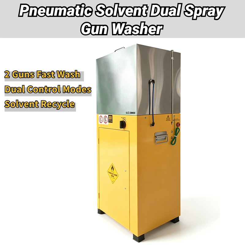 LC3000 Pneumatic Solvent Spray Gun Washer 2 Guns 2 Pots 1Min Fast Wash Spray Gun Cleaner