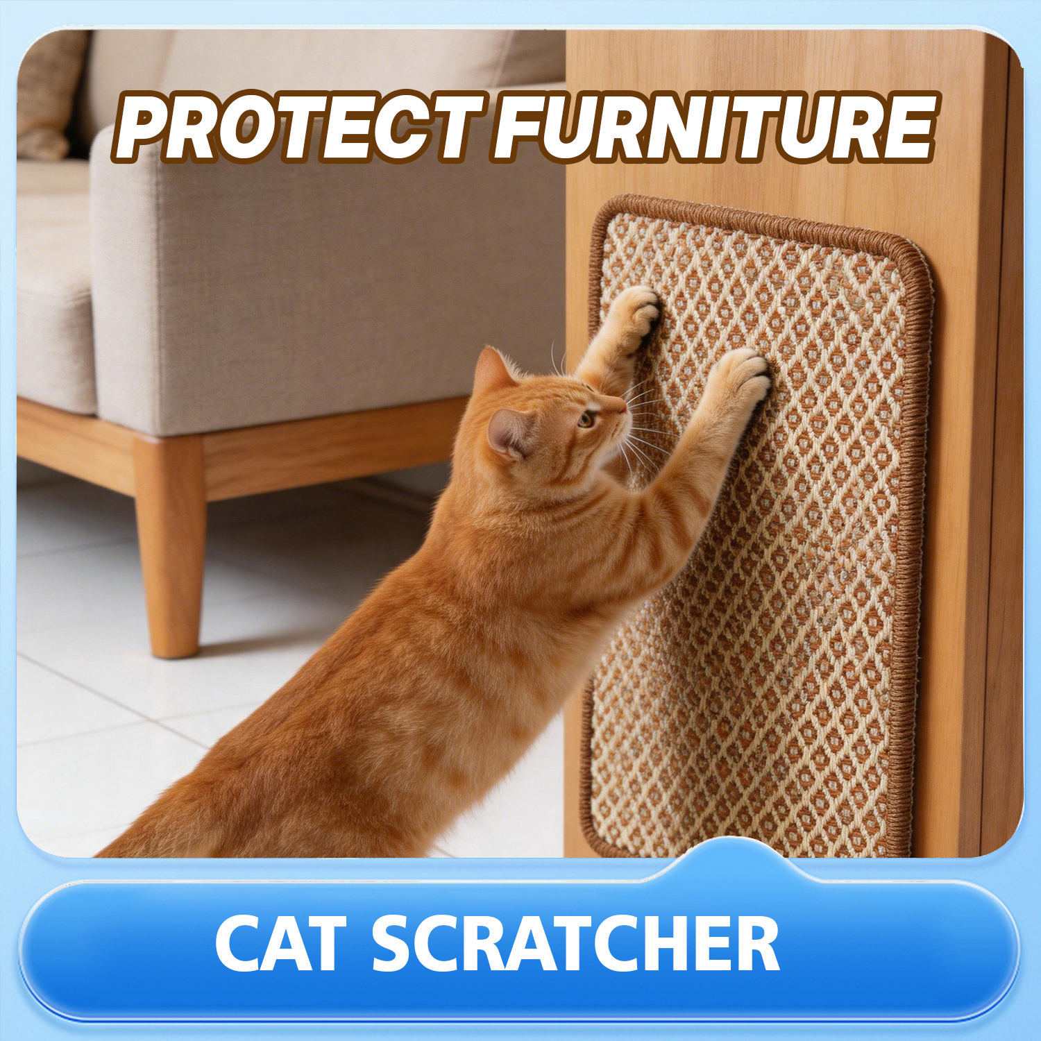Cat Scratcher Mat,Natural Sisal Cat Scratch Pad,Horizontal Floor Cat Scratching Pads Rug for Indoor