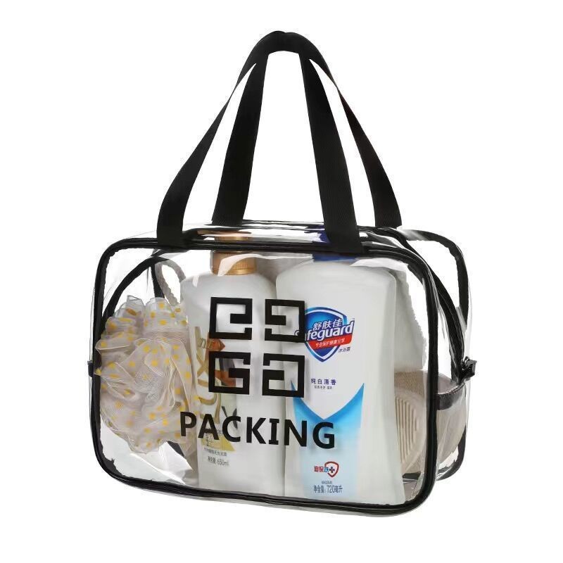 Large Capacity PVC Makeup Bag Waterproof Toiletry Bag Travel Storage Transparent Portable Handhel