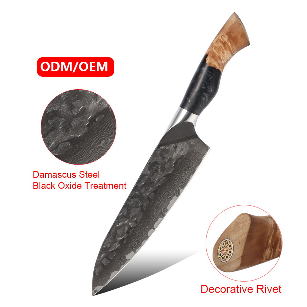 Hip-home Factory OEM Kitchen Knife Damascus Steel Cuchillos Professional Chef Knife