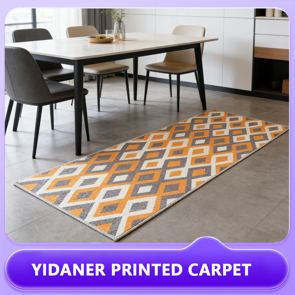 Vintage Orange Diamond Grid Area Rug