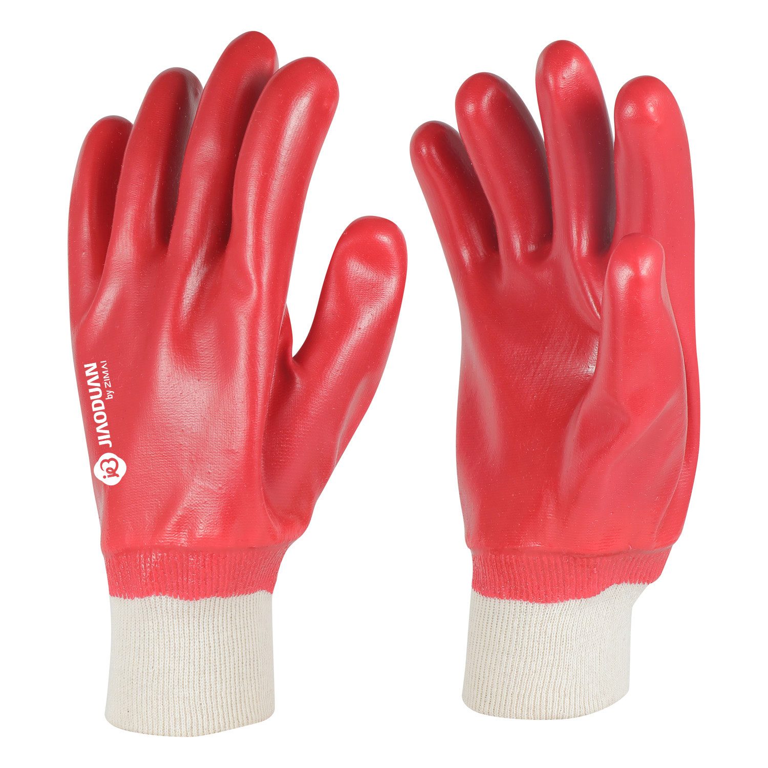 Smooth finish Red PVC coated gloves