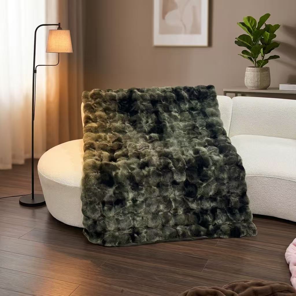 Dye Bubble Faux Fur Throw Blanket