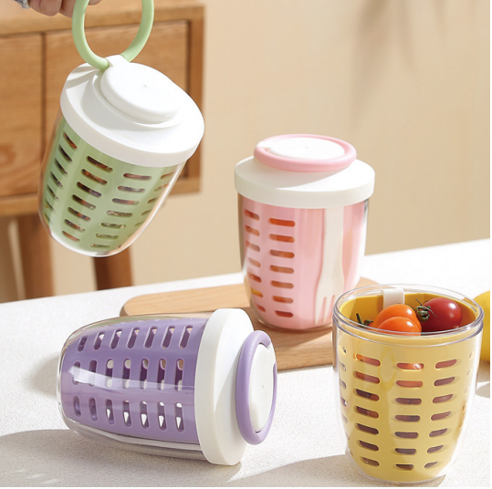 Portable Plastic Salad Cup for Breakfast Drinkware Cereal Fruit Salad Modern Salad Bowl for Kitchen