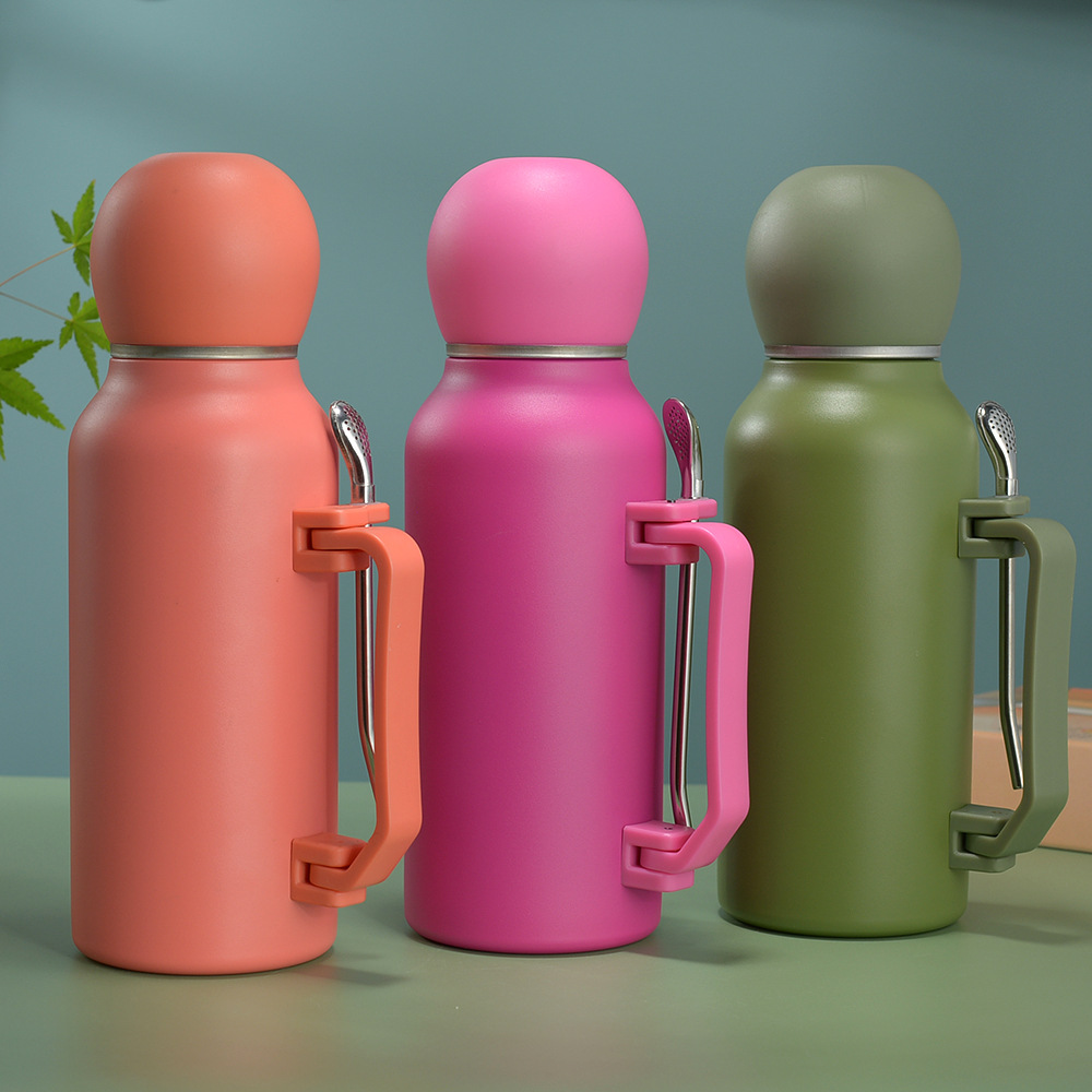 304 stainless steel large-capacity insulated football water bottle with handle for outdoor sports