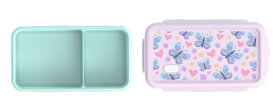 Plastic Kids Bento Box with 2 Compartments Food Grade Material Lunch Box