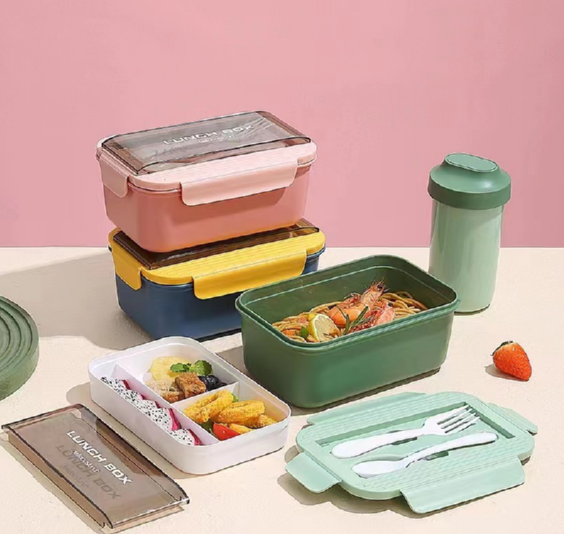 Simple Portable 2 Layer Plastic Bento Lunch Box with Leak Proof BPA Free Food Grade Container