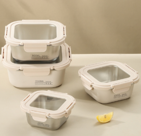 Leakproof Food Container Stainless Steel Lunch Box Kids Metal Bento Box Storage for Office School