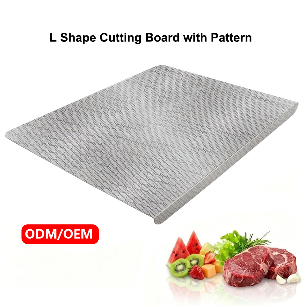 Hip-home L Shape Stainless Steel Cutting Board with Pattern Anti Scratch Chopping Board