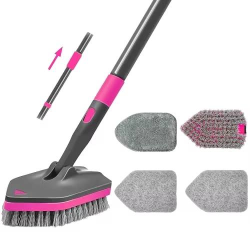 Long-Handle Bathroom Scrub Brush PP Plastic Bath Brush Cleaning Mop for Ceramic Tile Floor Toilet